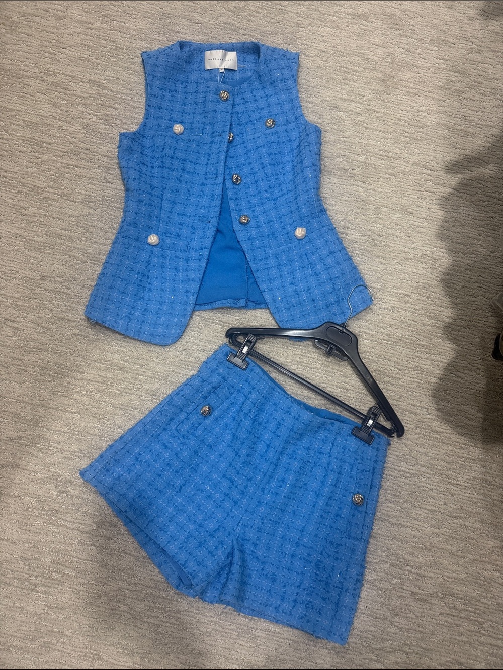 Endless Rose Bright Blue Tweed Two-Piece Set